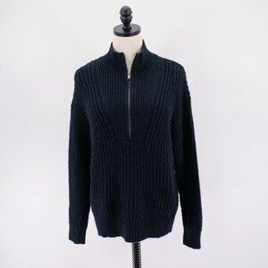 Gap Medium Black Cable Knit 1/2 Zip Sweater Cotton Polyester Acrylic Long Sleeve